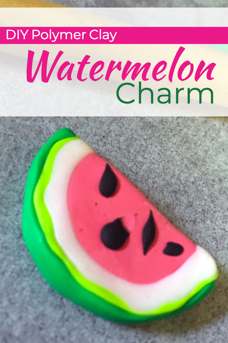 Do it yourself watermelon charm polymer clay pendant